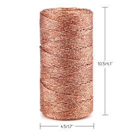 joycraft 110Yards Decorative Metallic Bakers Twine - Rose Gold Wrapping Twine String -Inelastic - Glitter String for Wedding Favour, DIY Crafting Presents, Gift Tags and Christmas Decorations