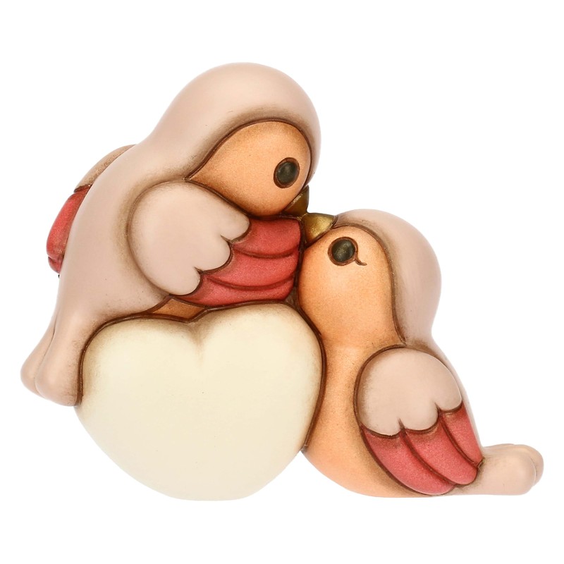 THUN - Coppia ciuffolotti con cuore, medi - ceramica -