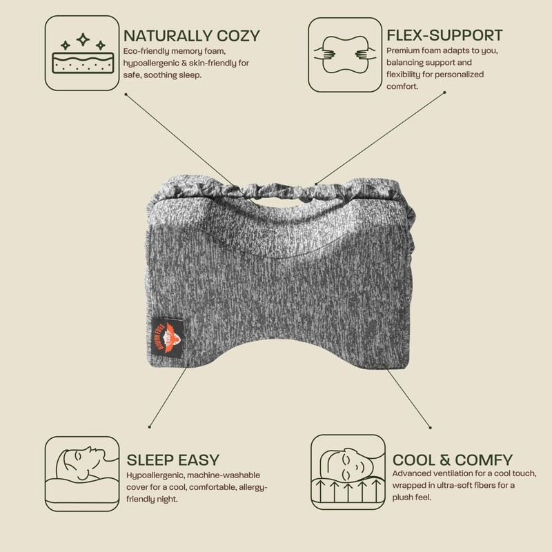 Cooling Knee Pillow for Side Sleepers w/ Strap & 2