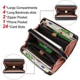 REETEE Crossbody Phone Bag for Women RFID Blocking Small Cellphone Cross Body Shoulder Bag Phone Purse with 24 Card Slots Ladies Wallet with Shoulder Strap (Black)