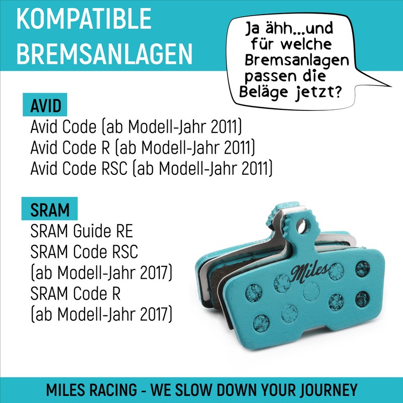 Miles Racing Semi-Metallic Disc Brake Pads for Avid Code R