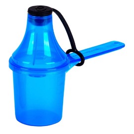 The Scoopie, 29.6 cc | 2 tbsp | 1 fl oz. | 29.6 mL Plastic Short Handle Scoop with Attached Funnel, Measuring Spoons for Powders, Coffee, Pet Food, Protein, Spices and Other Dry Goods (1 Pack, BLUE)