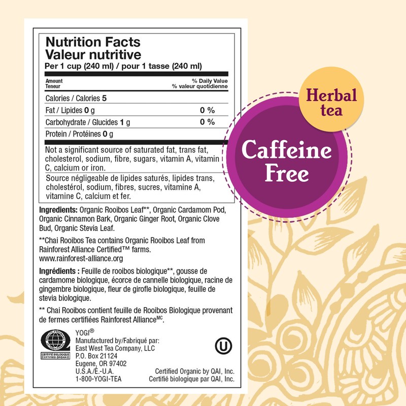 Yogi Tea - Chai Rooibos Tea - 6 Pack, 96