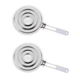 HIC Kitchen Heat Diffuser Reducer Flame Guard with Removable Handle, Stainless Steel, Set of 2