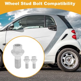 RATCHROLL 3 Pcs M12x1.5 Wheel Lug Stud for Smart Fortwo 2008-2016 Front Rear Wheel Stud Bolt Set No.A0009905607 Alloy Steel Silver Tone
