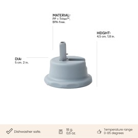 Design Letters Sports lid (Grey) - BPA-free and BPS-free, Nordic Design, Integrated straw, Easy to open and close, Ideal for fitness, work or on the go, Fits 500 ml and 330 ml water bottles