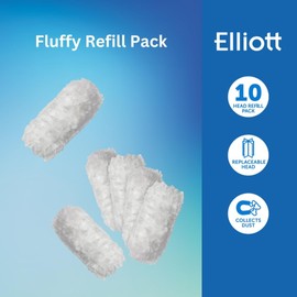 Elliott Fluffy Duster Refill Pack – 10 Refill Cleaning Heads for Dusting Tool, Soft and Effective for Cleaning, White