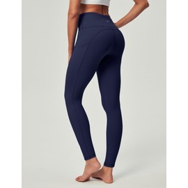 IUGA Compression Leggings for Women Tummy Control No Front Seam Leggings with Pockets High Waisted Workout Yoga Pants Navy Blue