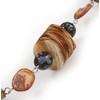 Avalaya Natural/Brown Wood, Shell Bead with Faux Black Leather Cord