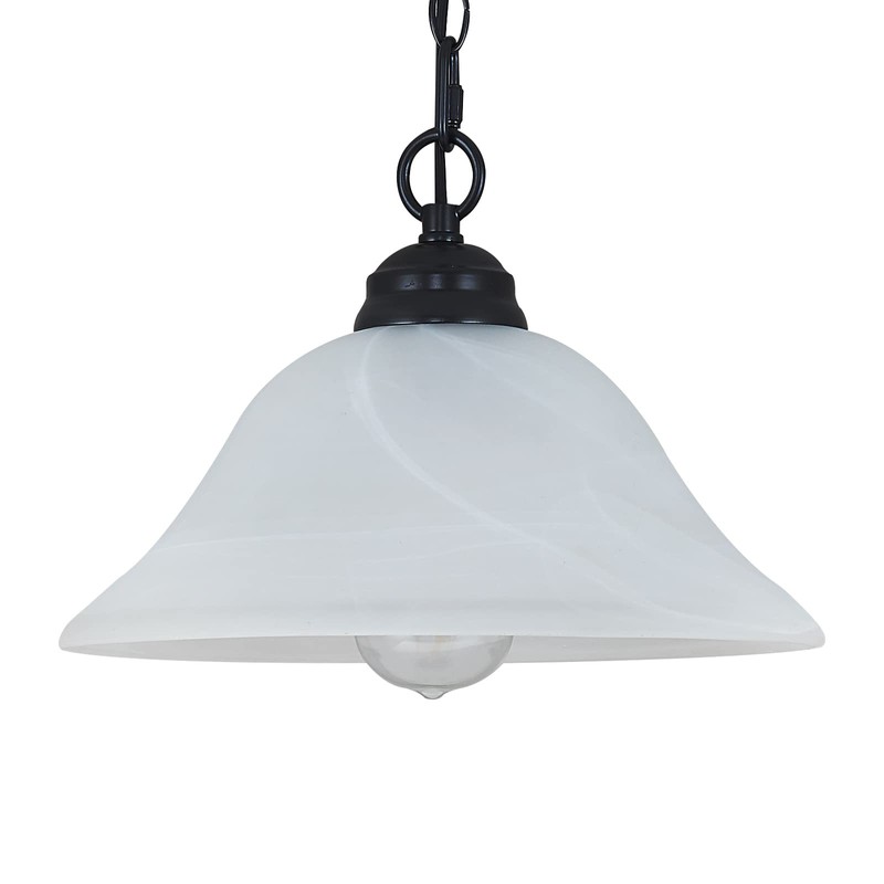 SHENGQINGTOP Traditional Plug in Pendant Light Fixture Alabaster Glass Shade,