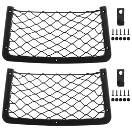 ASelected 2 Pcs Storage Nets for Campervans Car Storage With 2 Hooks Net Storage Nets,With Plastic Frame for Storing Phone Water Bottle Toiletry(18X36Cm)