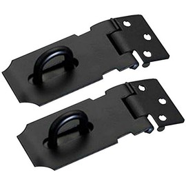 2Pcs 4" Black Heavy Duty Secure Door Latch Hasp and Staple Lock Used for Gate Shed Garage Barn