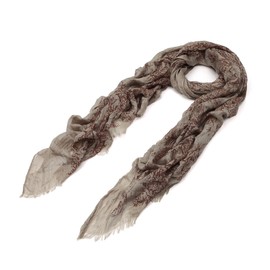 Unique Viscose Vintage 18th Century City Print Frayed End Scarf, Taupe