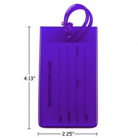 2 Packs Colorful Flexible Travel Luggage Tags for Baggage Bags/Suitcases - Name ID Labels Set for Travel - Purple