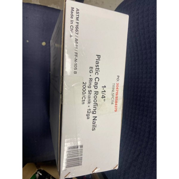 Tribuilt 1 1/4” Plastic cap nails carton of 2000 ct.