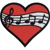 Music Notes on Red Heart - 2.88" Embroidered Iron on