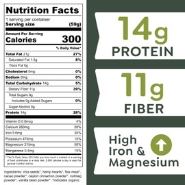 Witzi's No Oats Oatmeal Alternative, Cacao, 2oz (Pack of 6), Made with Chia Seeds, Cinnamon & Chocolate, Grain Free, Gluten Free, Vegan, Keto