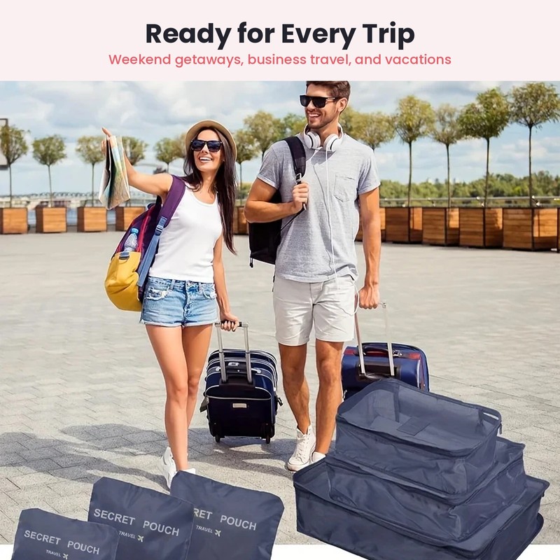 6-Piece Packing Cubes Set – Travel Luggage Organizer Bags with