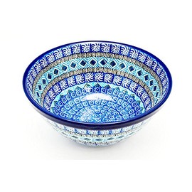 Polish Pottery Bowl - Large Nesting (7 1/2") - Aztec Sky