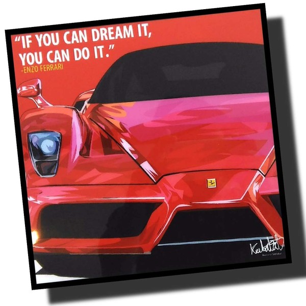 Enzo Ferrari Famous Popart Gallery Graphic Art Panel Wood Wall Hanging Poster Decor (10.2 x 10.2 inches (26*26 cm Art Panel Only)