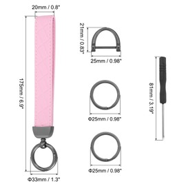 PATIKIL Leder Schlüsselanhänger Armband, Schlüsselanhänger Halter Schlüsselanhänger Armband mit 2 Schlüsselringen für Männer Frauen, Schwarz/Rosa