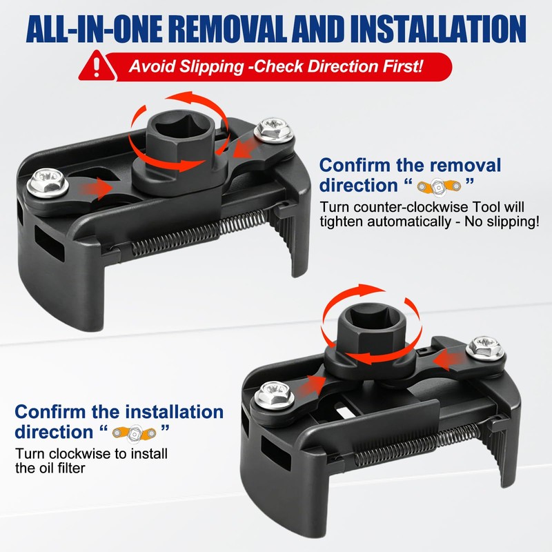Universal Adjustable Oil Filter Wrench 2-3/8 to 3-1/8 inch (60-80mm)
