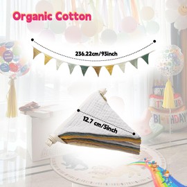 GZSYWZ Bunting Children's Room Bunting Muslin Cotton Fabric Bunting for House Bed Baby Bed Wall Decoration Children's Room Decoration Girls & Boys Children's Birthday Party Decoration (Morandi Green)