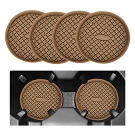 MUQIDA 4 PCS Car Cup Holder Coasters, 2.75 Inch Silicone Auto Recessed Coaster Waterproof Drink Mat, Universal Non-Slip Cup Holders Embedded Mat Fits Most Vehicles, Car Accessories (Coffee)