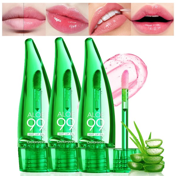 Pack of 3 Aloe Vera Lipstick, Magic Temperature Colour Changing Lip Balm, Long Lasting Moisturising Lip Care Crystal Jelly Lipstick for Women