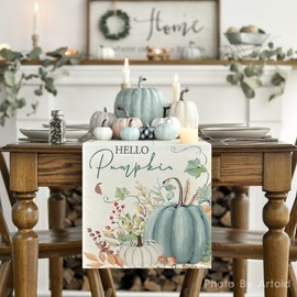 Artoid Mode - Camino de mesa de otoño con hojas de calabaza, decoración de mesa de comedor para decoración del hogar, fiesta, 13 x 48 pulgadas