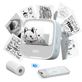 PRT Mini Sticker Printer Portable Thermal Printer with 1 Roll Sticker Paper Inkless Sticker Maker Bluetooth Label Printer for Study Notes,Lists,Pictures,DIY Creations Small Printers for Home Use