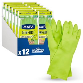 Mapa - Comfort - 12 Household Gloves - Bamboo Fibre Fabric - Keeps Hands Cool and Dry - 12 Packs of 1 Pair - Medium