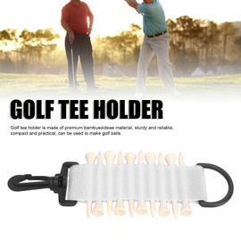 10 Tees Golf Tee Holder, Golf Ball Holder, Golf Tee Carrier Storage Bag with Hook Multifunction Practical Portable Attachable to Golf Bag for Golf Carts Driving Hitting (White)