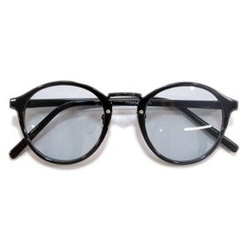 MERRY PLEASURE Men's Women's Boston Round Round Glasses Light Color Lens, Black x Lt.SMOKE