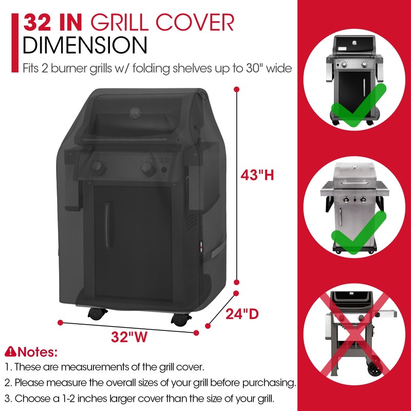 Unicook 2 Burner Grill Cover 32 Inch, Outdoor Small BBQ