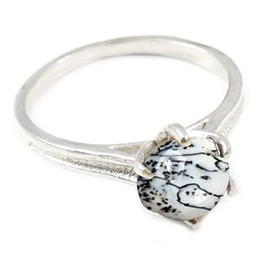 JEWELSTREZORO Dendrit-Opal Edelstein 925 Sterling Silber Band Ring Herren & Damen Geschenkartikel Handgefertigter Schmuck TSR361CI_28 (74 (23.6))