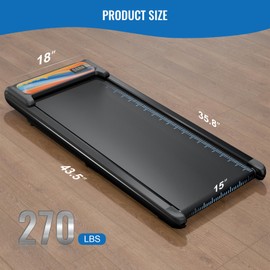 Treadmill with Handles, Folding Foldable Electric Treadmills for Home Small, 270LBS Capacity, Under Desk Treadmill with Remote Control LED Display,2.5HP Walking Pad Treadmills with Handle Bar, Orange