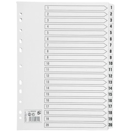 5 Star A4 White Board Index Cards with 1-20 Clear Mylar Tabs