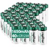 rapthor CR123A 3V Lithium Batteries, 40-Pack, 1650mAh Non-Rechargeable