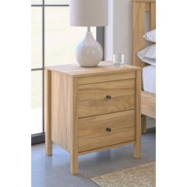 Signature Design by Ashley Bermacy Casual 2-Drawer Nightstand with Straight Legs, 24.37" Tall, Light Brown