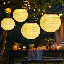 Pack of 4 20 cm Outdoor Solar Lanterns, Waterproof Warm White Hanging Solar Garden Lanterns, Solar LED Lantern for Garden, Yard, Balconies and Party Decoration