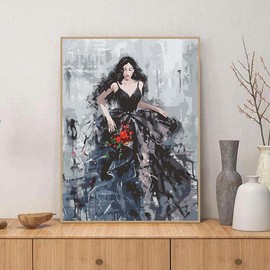 ZRIZQ Paint by Number for Adults Beginners,12" Wx16 L Canvas for Painting Kits for Adults in Colorful Box,Paint by Numbers for Home Wall Art Decor-Girl 7