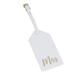 eBuyGB Mrs Luggage Tag, Destination Wedding, Honeymoon Gift, Newlywed Gift, PU Leather Tag, Hers Suitcase Baggage Label Tags (White)