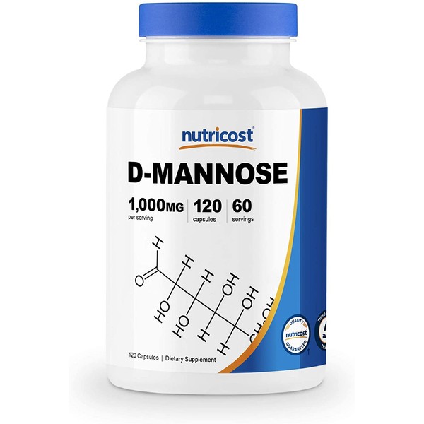 Nutricost D-Mannose 500 mg, 120 Capsules - 1000mg Per Serving, Non-GMO, and Gluten Free