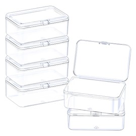 ZORRITA 6 Pack Small Plastic Storage Containers with Hinged Lids, Rectangle Clear Plastic Boxes for Beads, Jewelry, Game Pieces and Crafts Items (3.5 x 2.3 x 1.3 Inch)