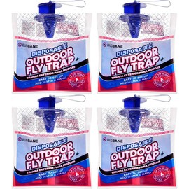 Fly Traps Outdoor Fly Trap for Patio. 12 Non-Toxic Pre-Baited Flies Bags Outdoor Disposable. Hanging Catchers for All Filth Flies Killer for Outside Control in Yard Horse Ranch Trash Cans - Style: 4pk