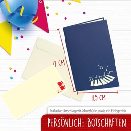 Lin, pop-up Greeting Cards, Birthday Cards, Music Concert Voucher Card, Piano