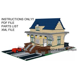 Brick City Depot Custom Brick Building 7 Train Model Instructions - Station, engine, signal tower