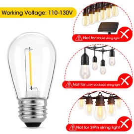 Meconard 36 Pack S14 LED Bulbs for Outdoor String Lights, Shatterproof Replacement Edison Bulbs for Patio String Lights Outdoor Waterproof, Warm White 2200K, Non-Dimmable, E26 Standard Base