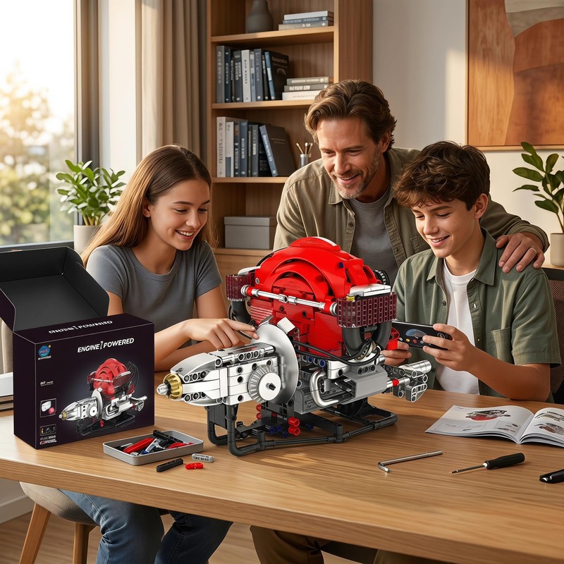 AoreSpty Engine Model Building Kit, STEM Motor Display Set Engine